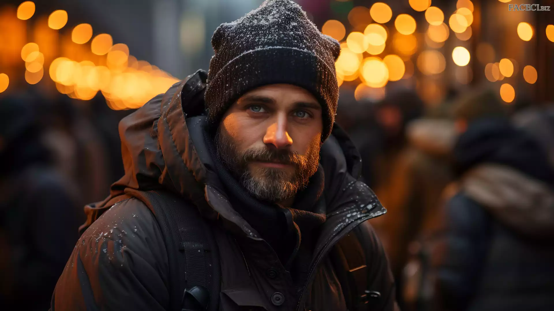 Mężczyzna, Zarost, Spojrzenie, Czapka