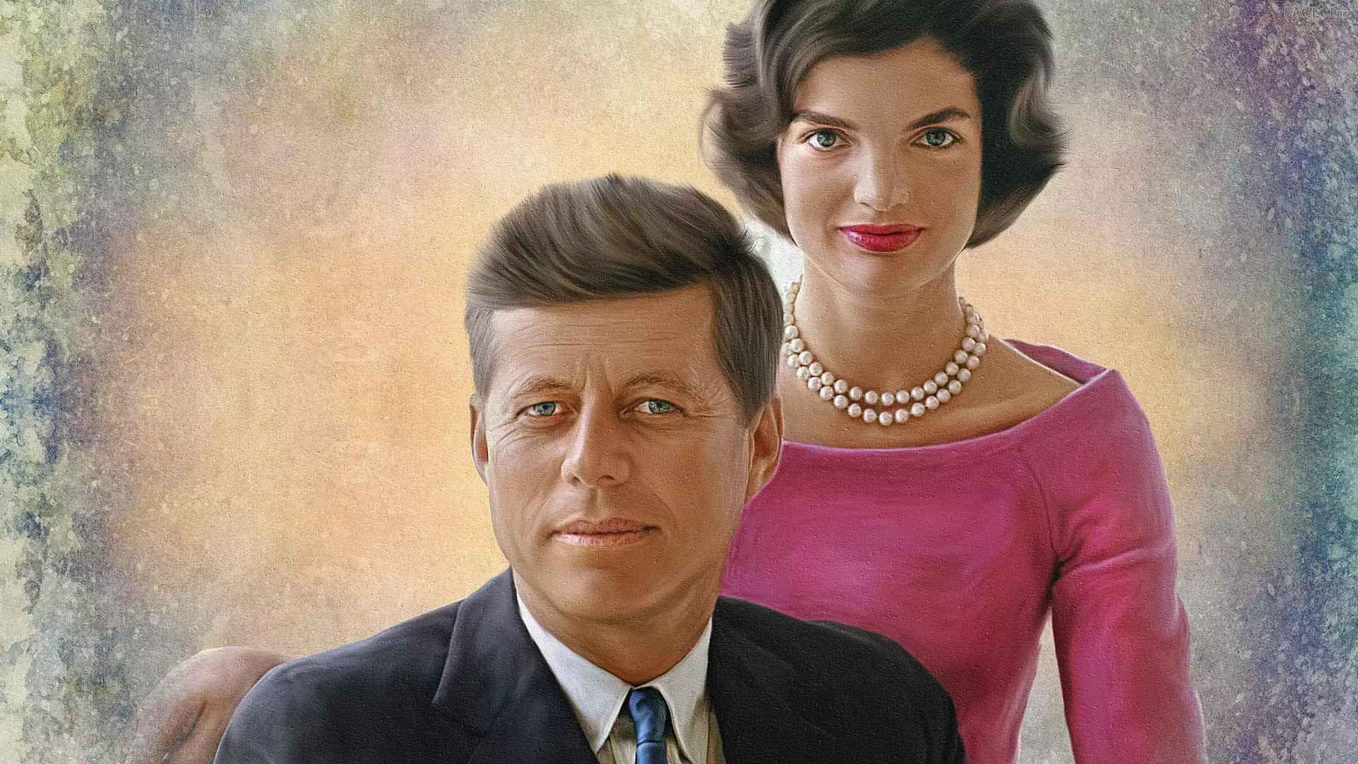 Grafika, John F Kennedy, Jacqueline Kennedy Onassis, Kobieta, Mężczyzna