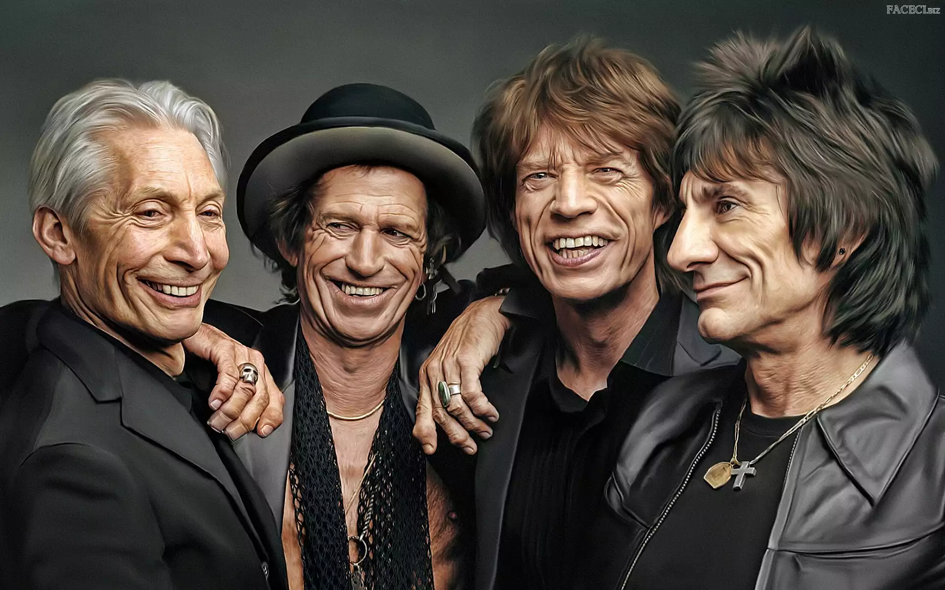 Ron Wood, The Rolling Stones, Grafika, Mick Jagger, Keith Richards, Zespół rockowy, Mężczyźni, Charlie Watts